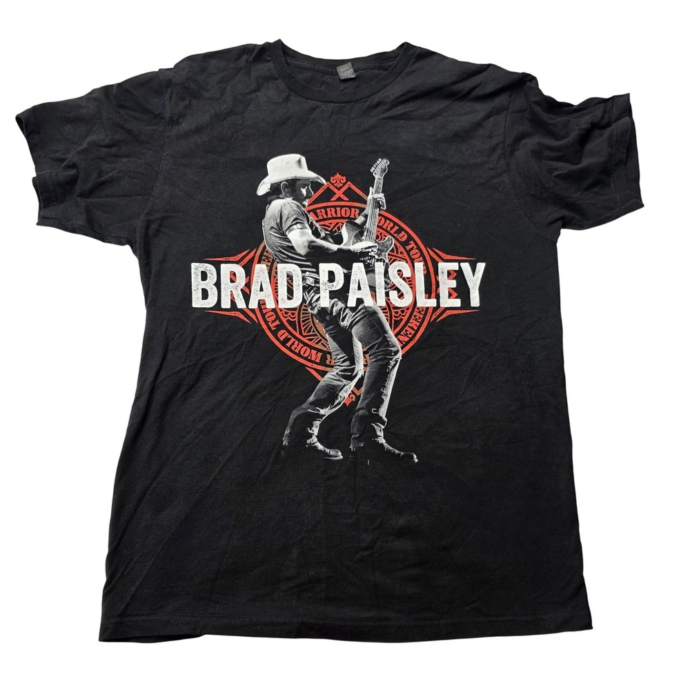 Brad Paisley Shirt Mens Medium Black Weekend Warrior World Tour Concert Tee